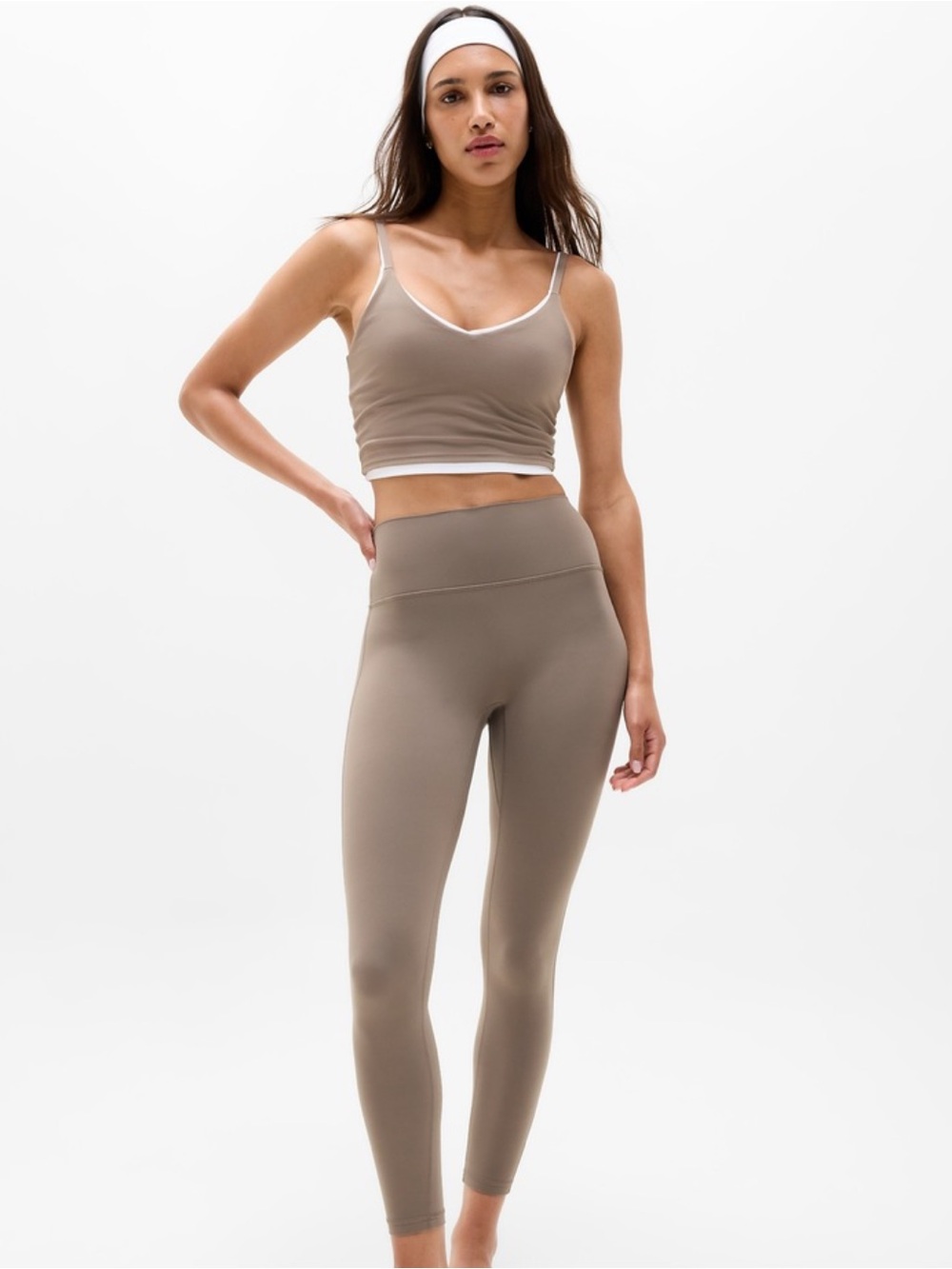 Athleta Adjustable-Strap Sports Bra and Leggings Set color Umber